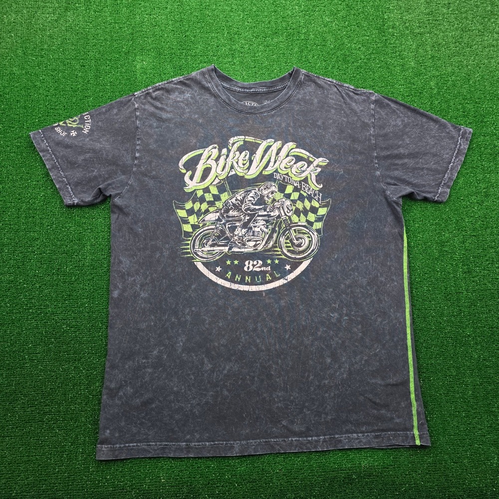 Affliction Tshirt Mens 2XL Black Lava Wash Daytona‎ Beach Bike Week 82nd Annual